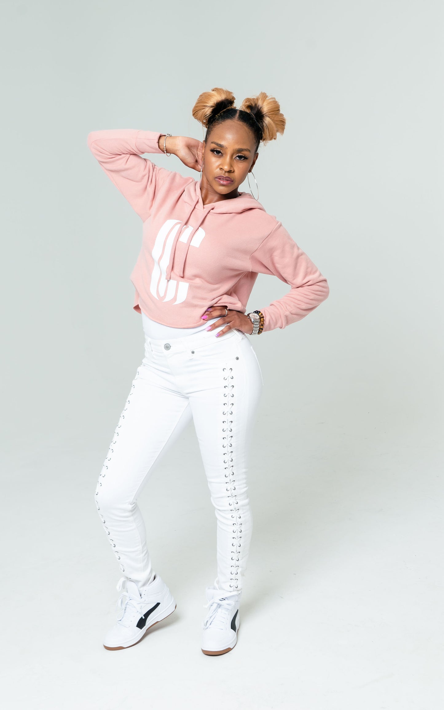 CC Women's Hoodie - Peach/White