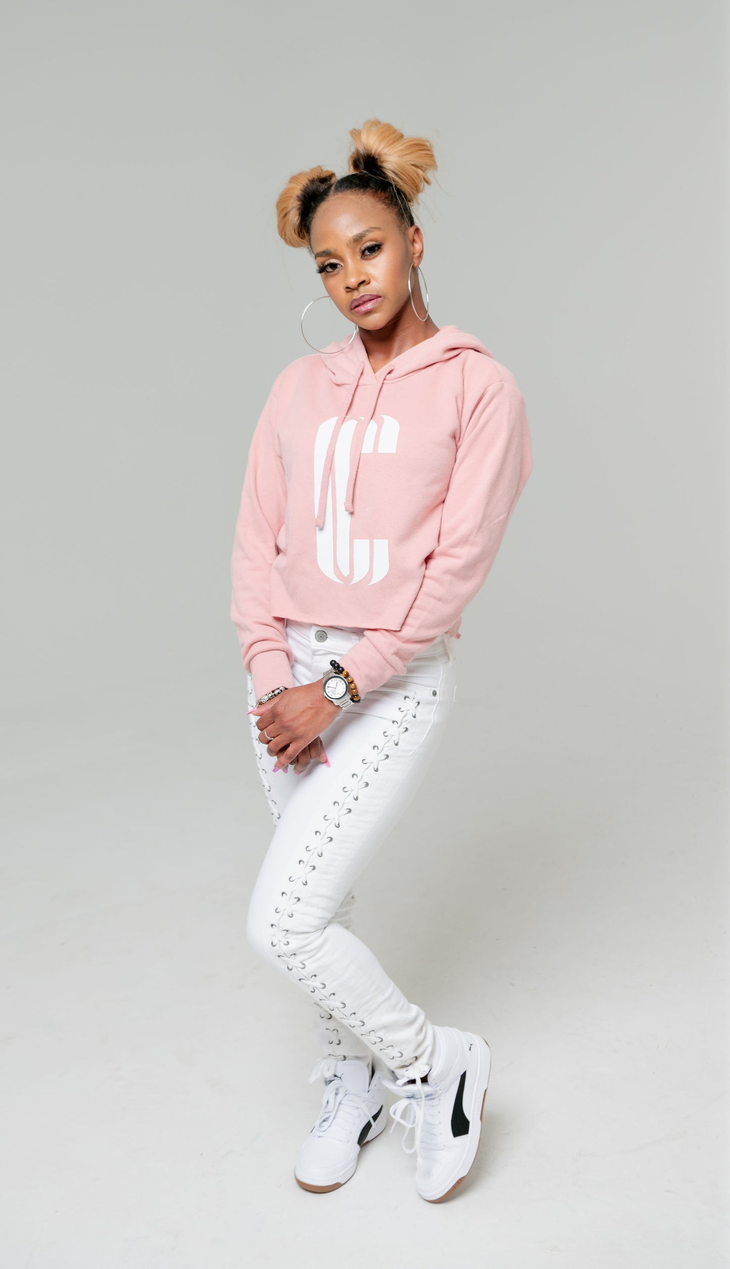 CC Women's Hoodie - Peach/White