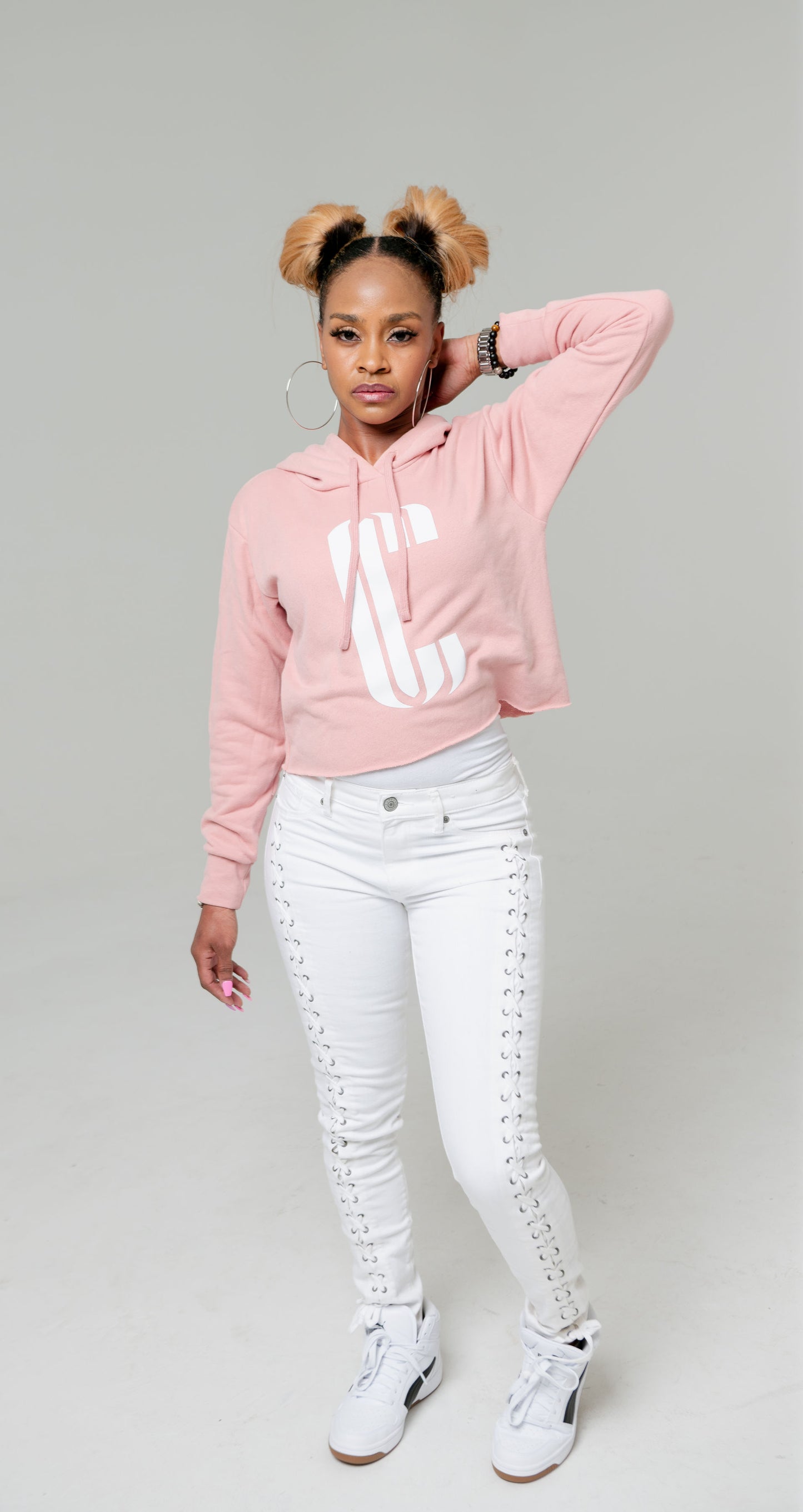 CC Women's Hoodie - Peach/White