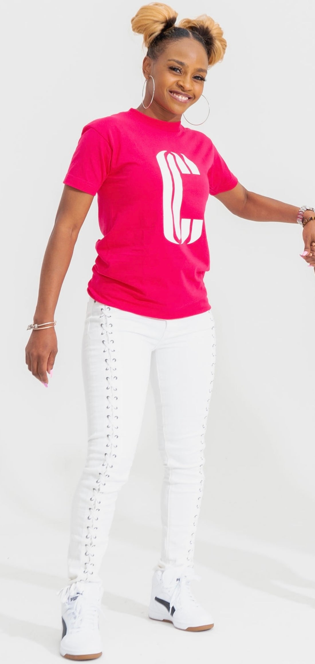 CC T-Shirt - Bright Pink/White