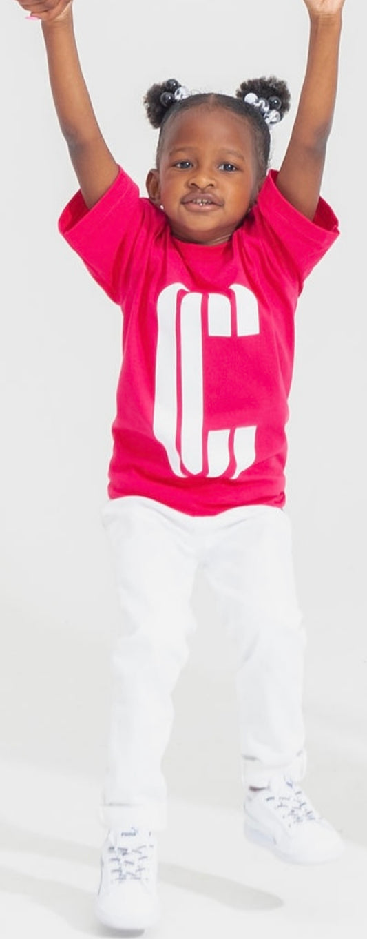 CC Youth T-Shirt - Bright Pink/White